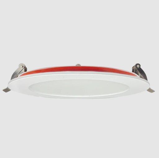 Contractor Direct Lighting FD2030 6-inch fire-rated round flushed slim LED downlight, designed for clean indoor ceiling installation, modern lighting, and energy-efficient illumination.